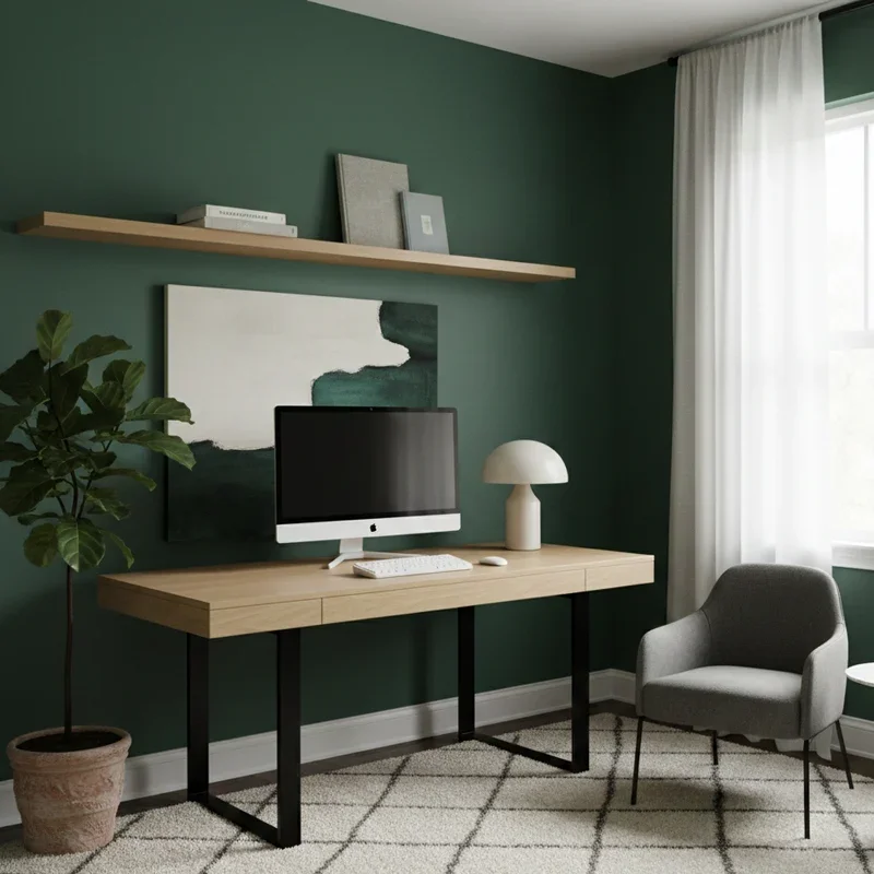 Dark Green Home Office Ideas