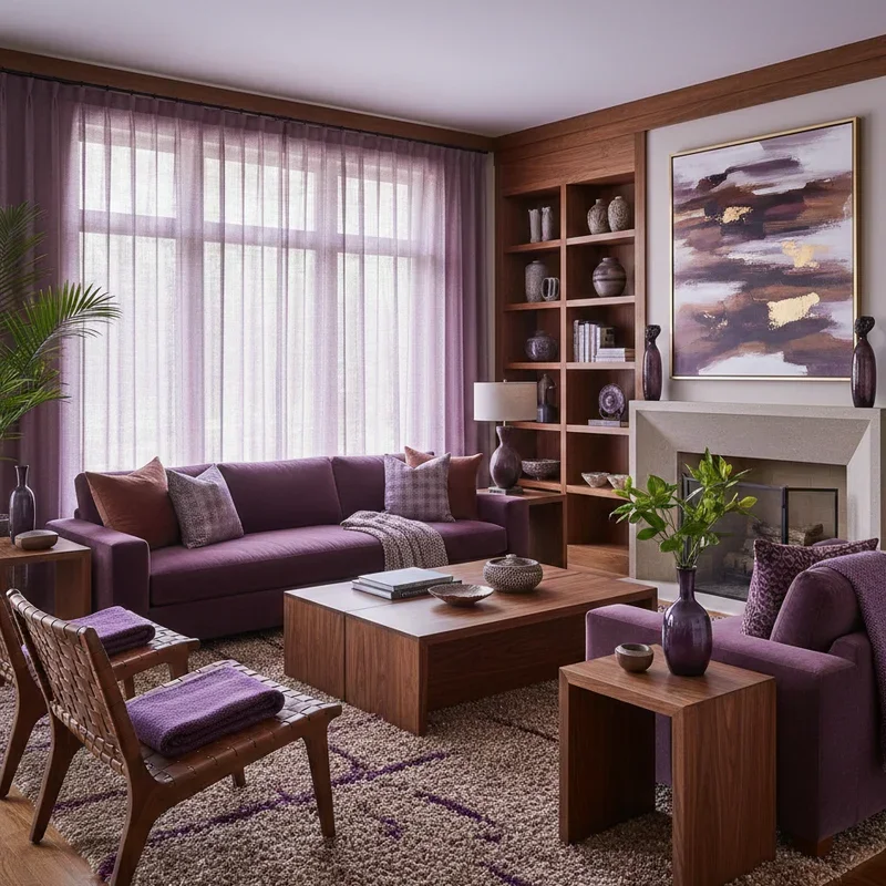 Purple and Brown Living Room Ideas