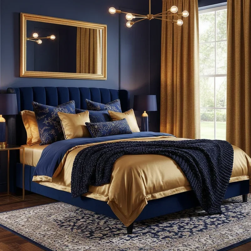 Navy Blue and Gold Bedroom Ideas