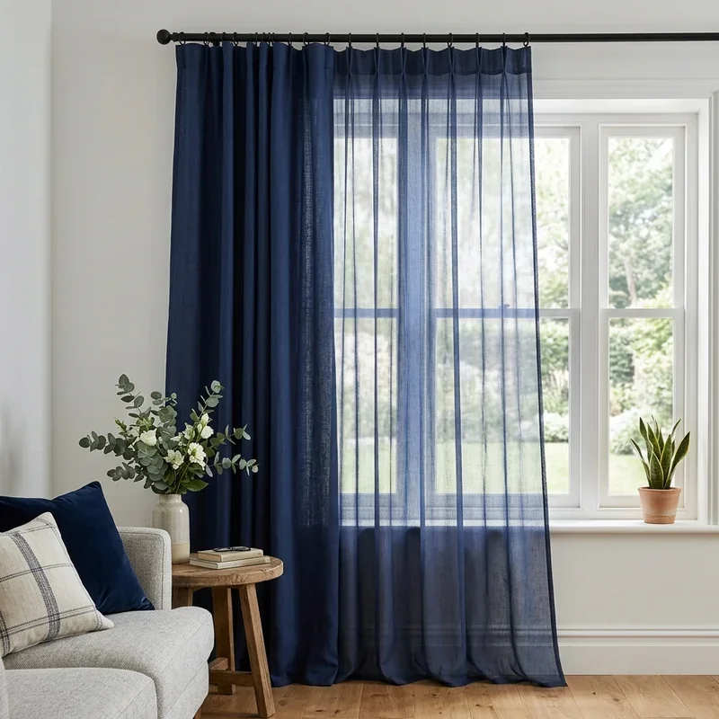 Navy Blue Curtains Living Room Ideas