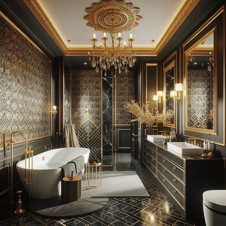 Black And Gold Bath