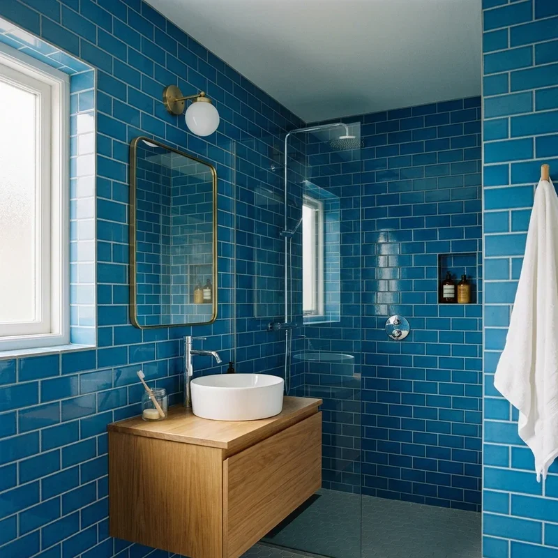 Blue Subway Tile Bathroom Ideas