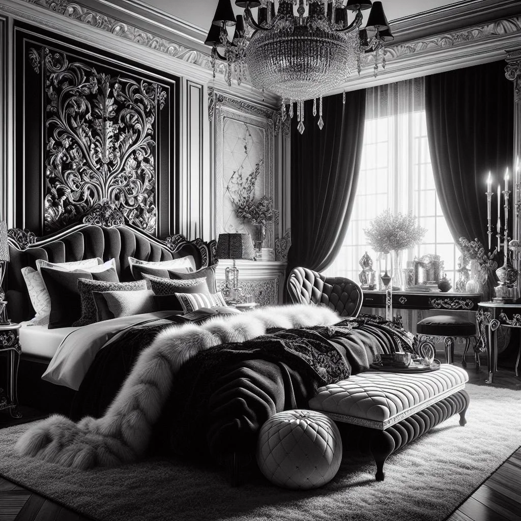 Black and White Bedroom Luxurious Textiles