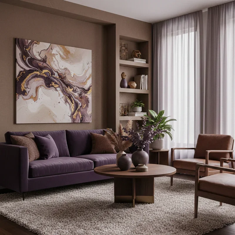 Purple and Brown Living Room Ideas