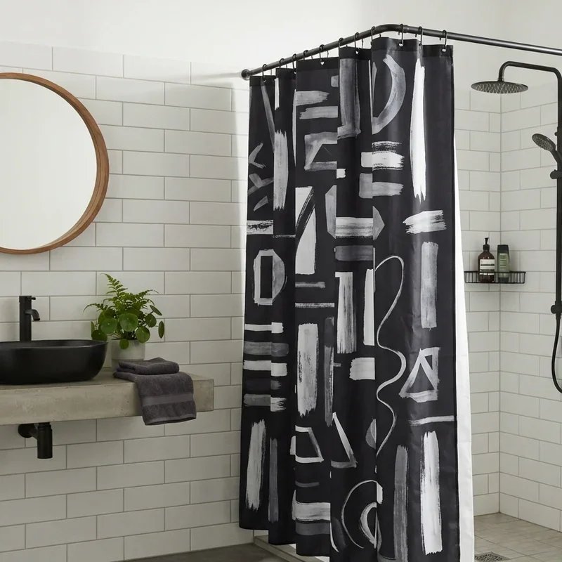 Black Shower Curtain Bathroom Ideas