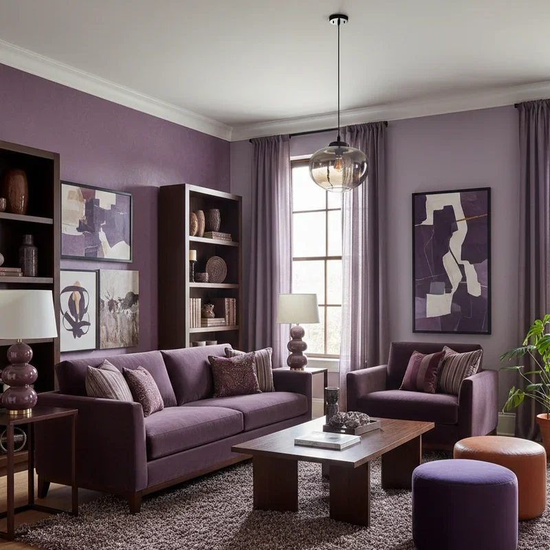 Purple and Brown Living Room Ideas