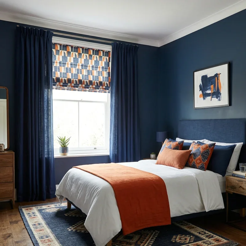 Navy Blue and Orange Bedroom Ideas