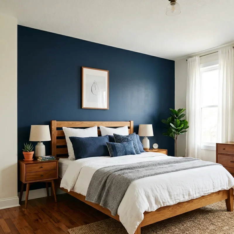 Navy Blue Accent Wall Bedroom Ideas