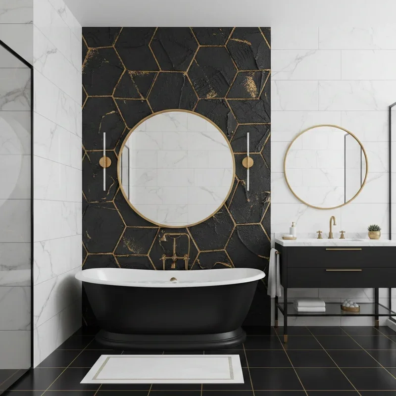 Black White and Gold Bathroom Ideas