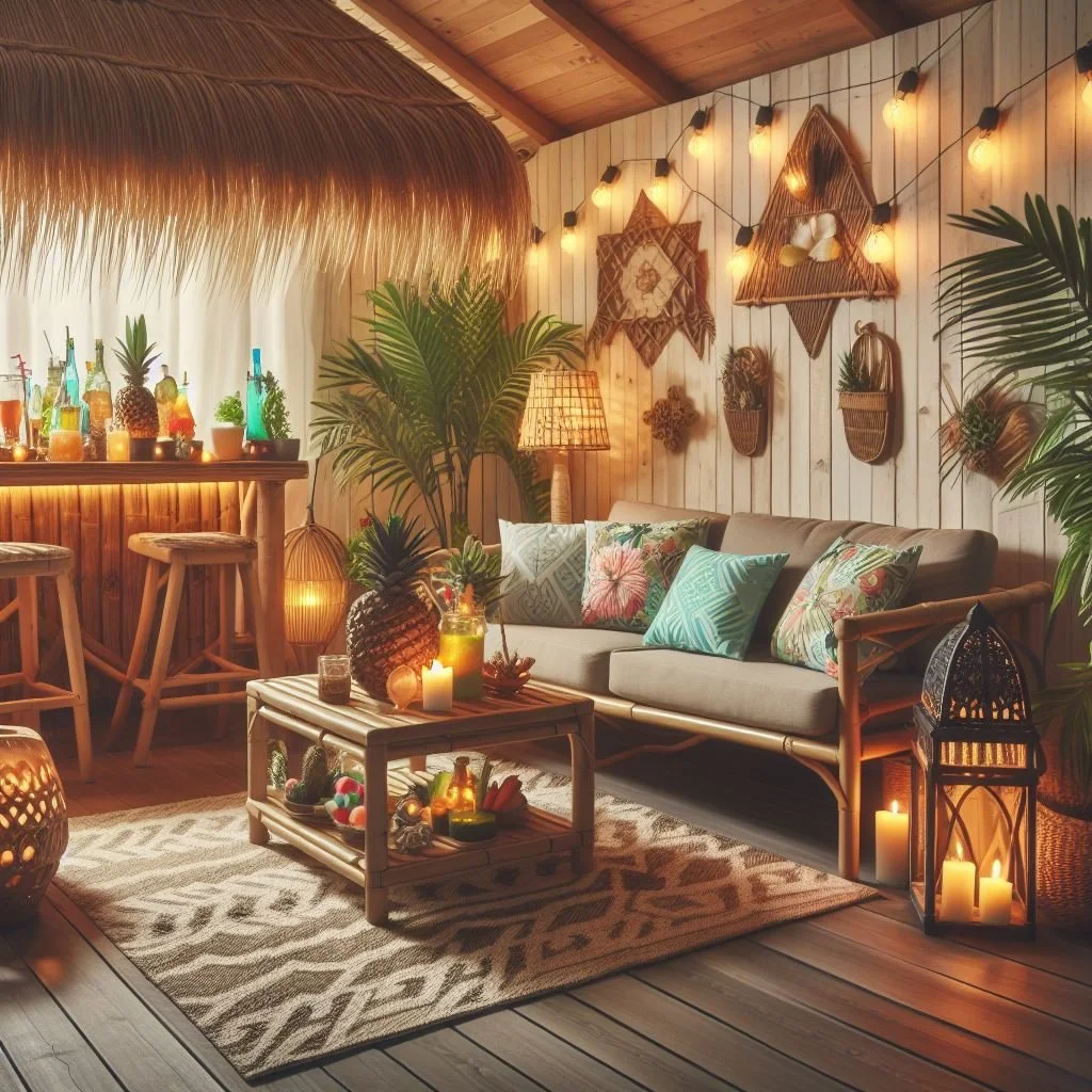 Cozy Corner with Tiki Bar Setup for Fun and Relaxation