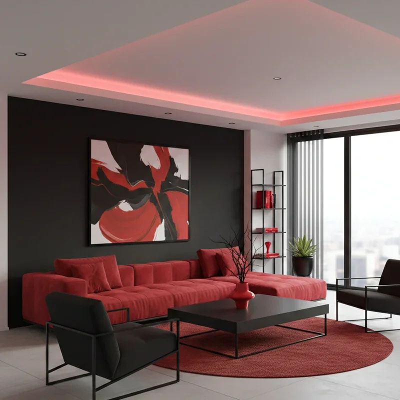 Red and Black Living Room Ideas