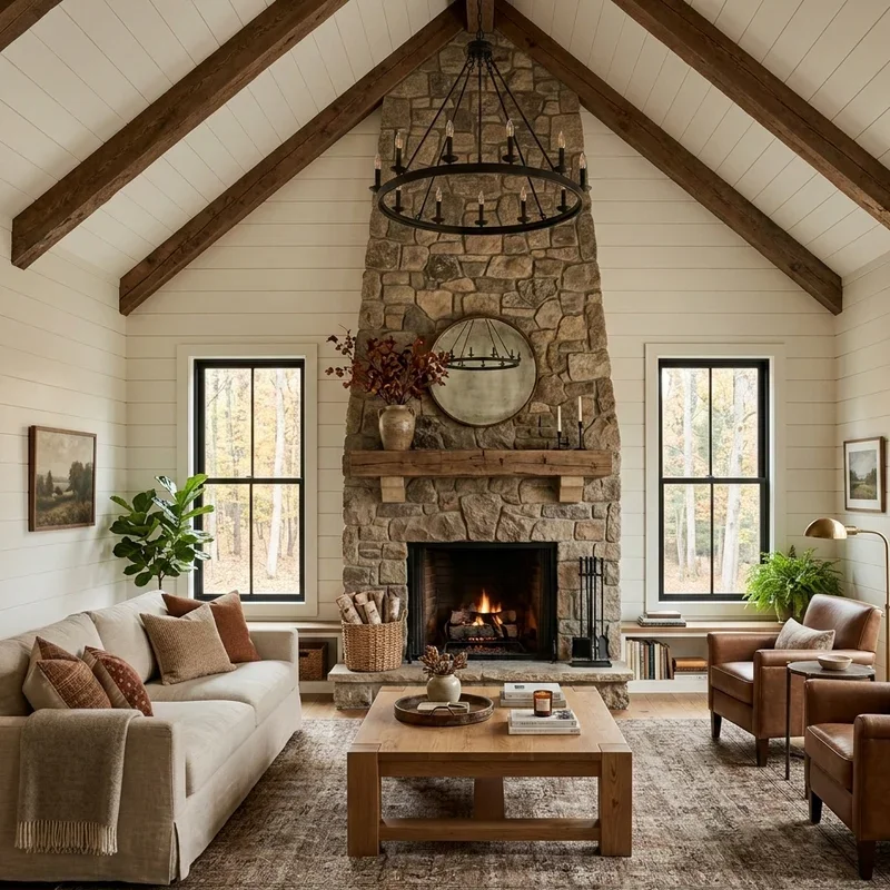 Living Room Vaulted Ceiling Fireplace Ideas