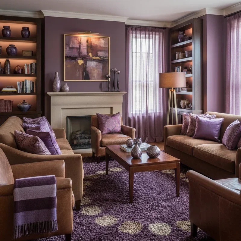 Purple and Brown Living Room Ideas