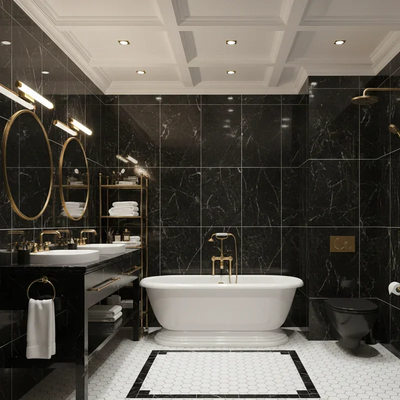 Black White and Gold Bathroom Ideas