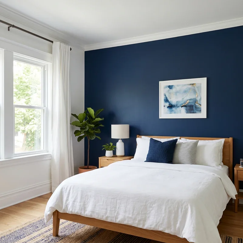 Navy Blue Accent Wall Bedroom Ideas