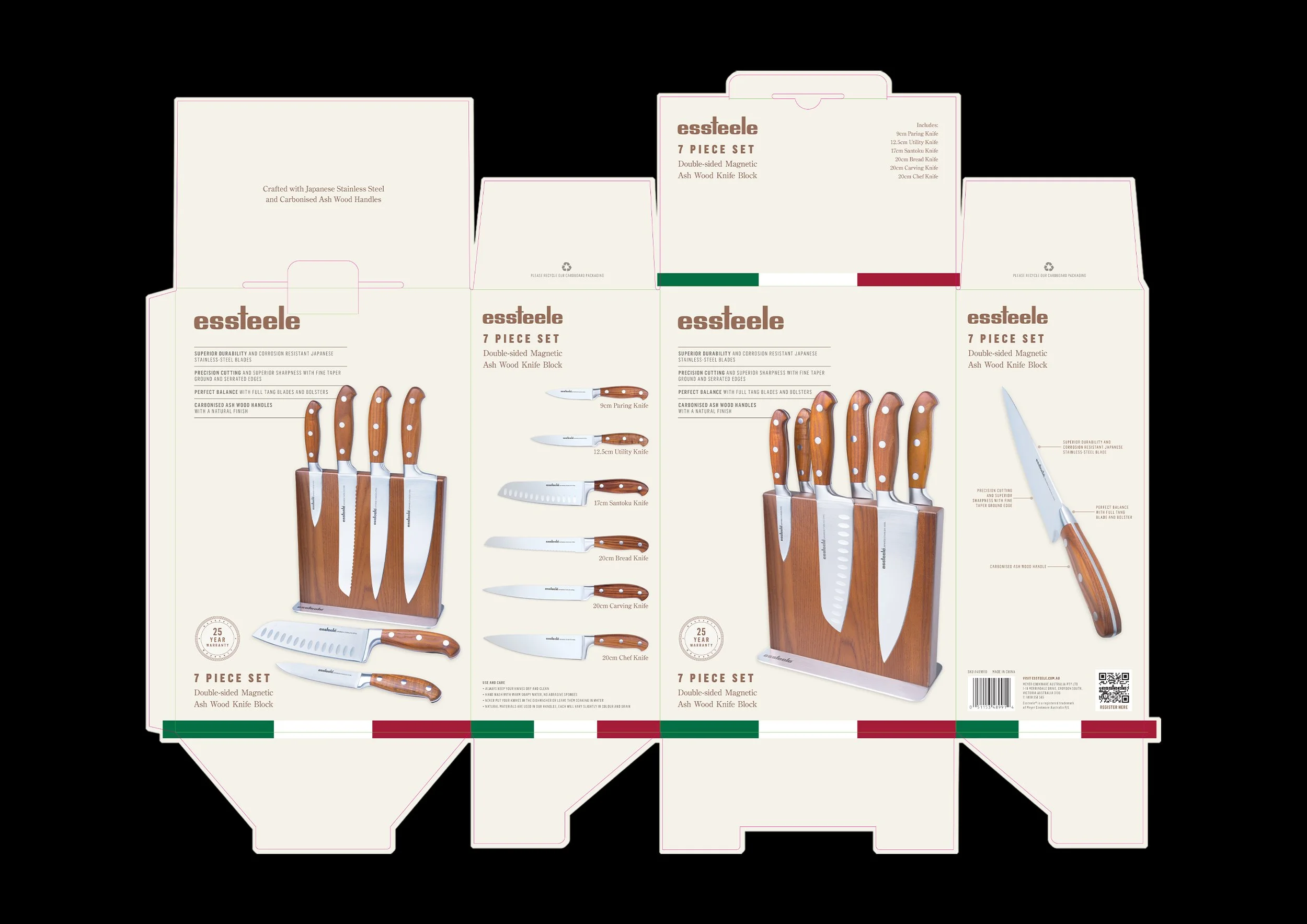 Essteele 7 Piece Knife Set – packaging design concept and implementation