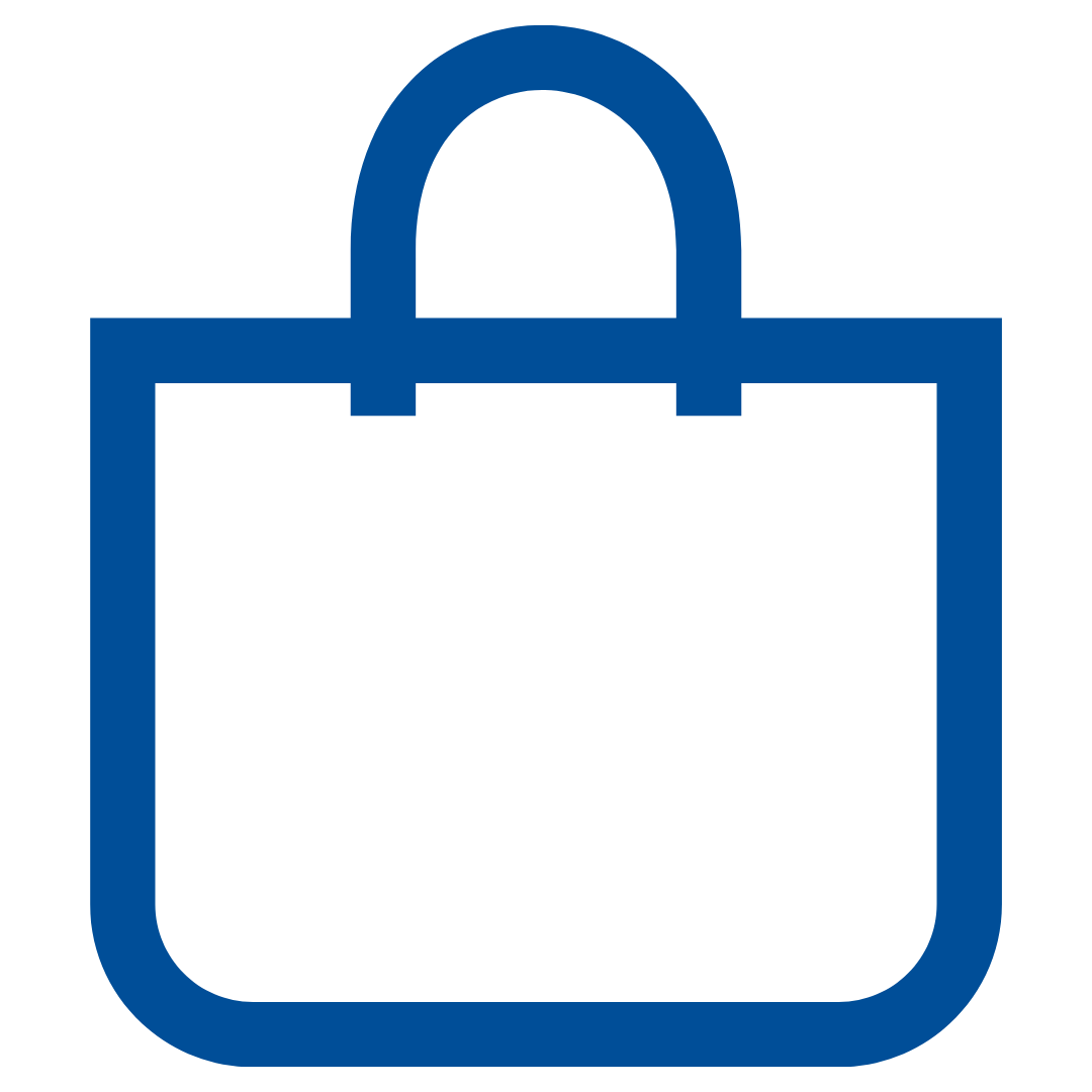 Outline of a shopping bag with two handles.