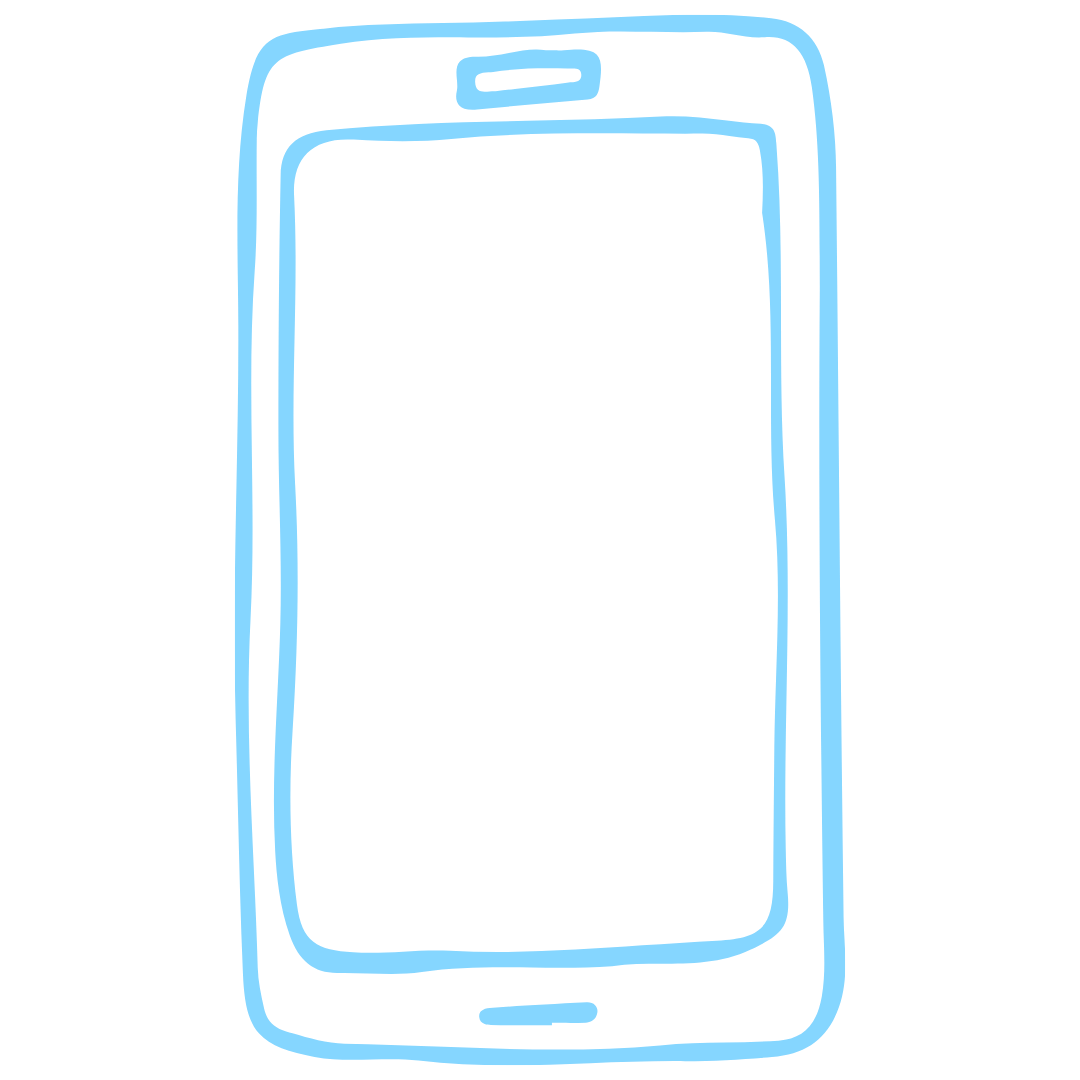 Outline drawing of a smartphone with a blank screen.