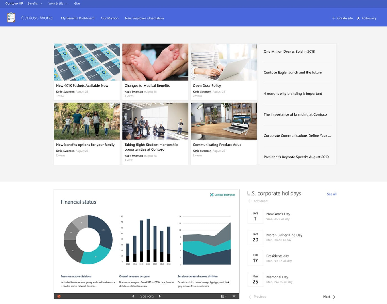 SharePoint site example for a human resources department