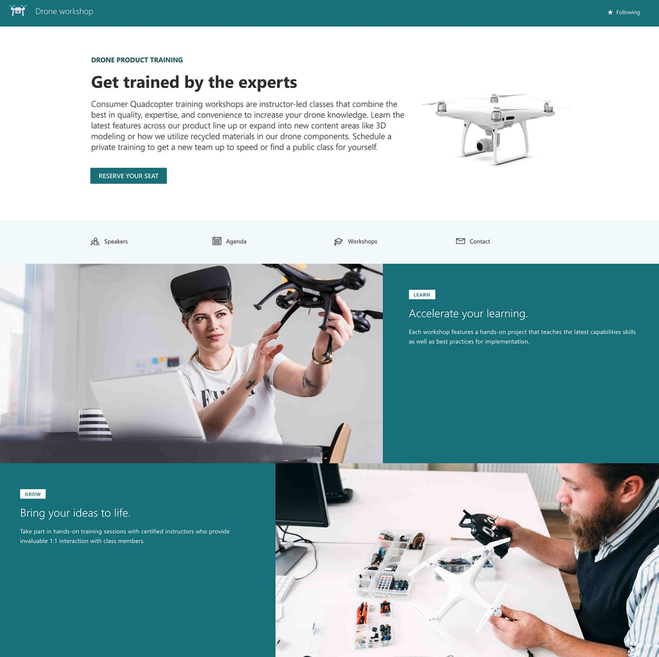 SharePoint site example of a workshop or training portal