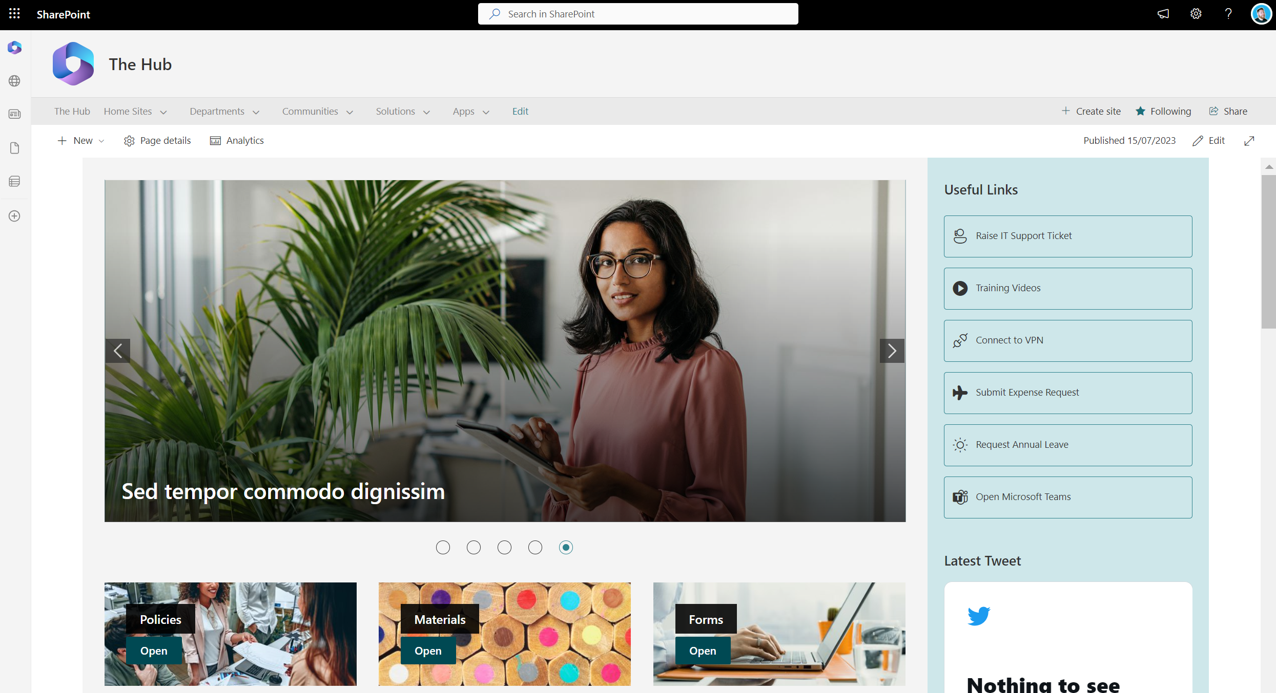 Intranet built using SharePoint Online