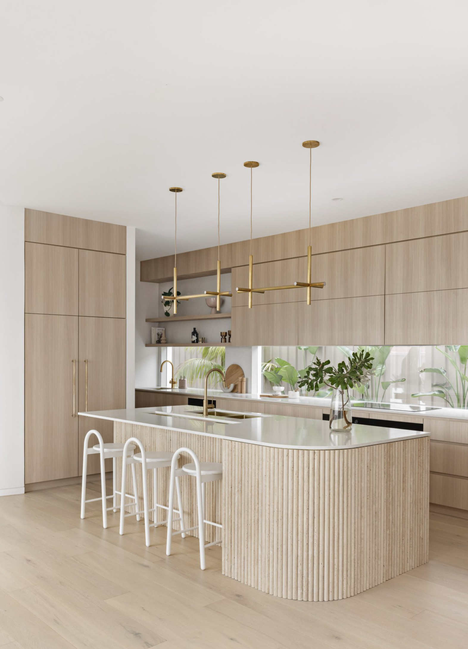 coastal high end kitchen with curves