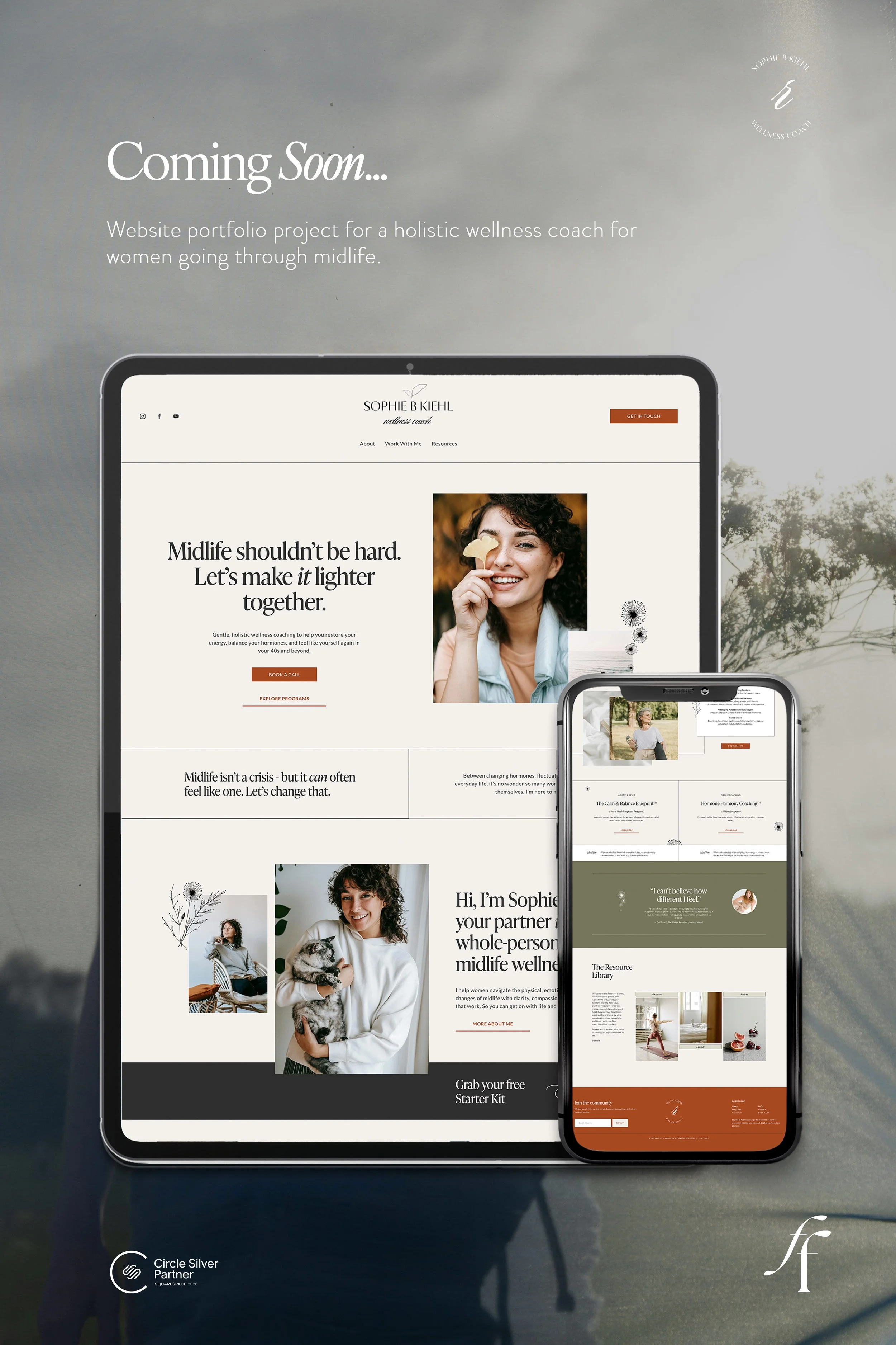 holistic midlife wellness coach squarespace website template mock up
