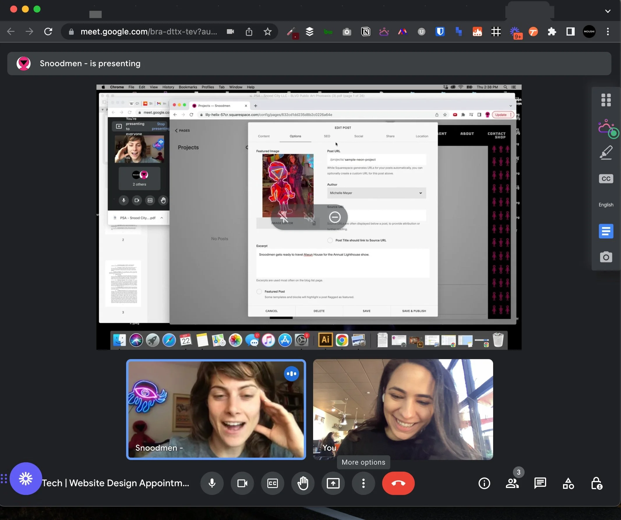 Michelle Meyer artist squarespace training with Tanya Moushi