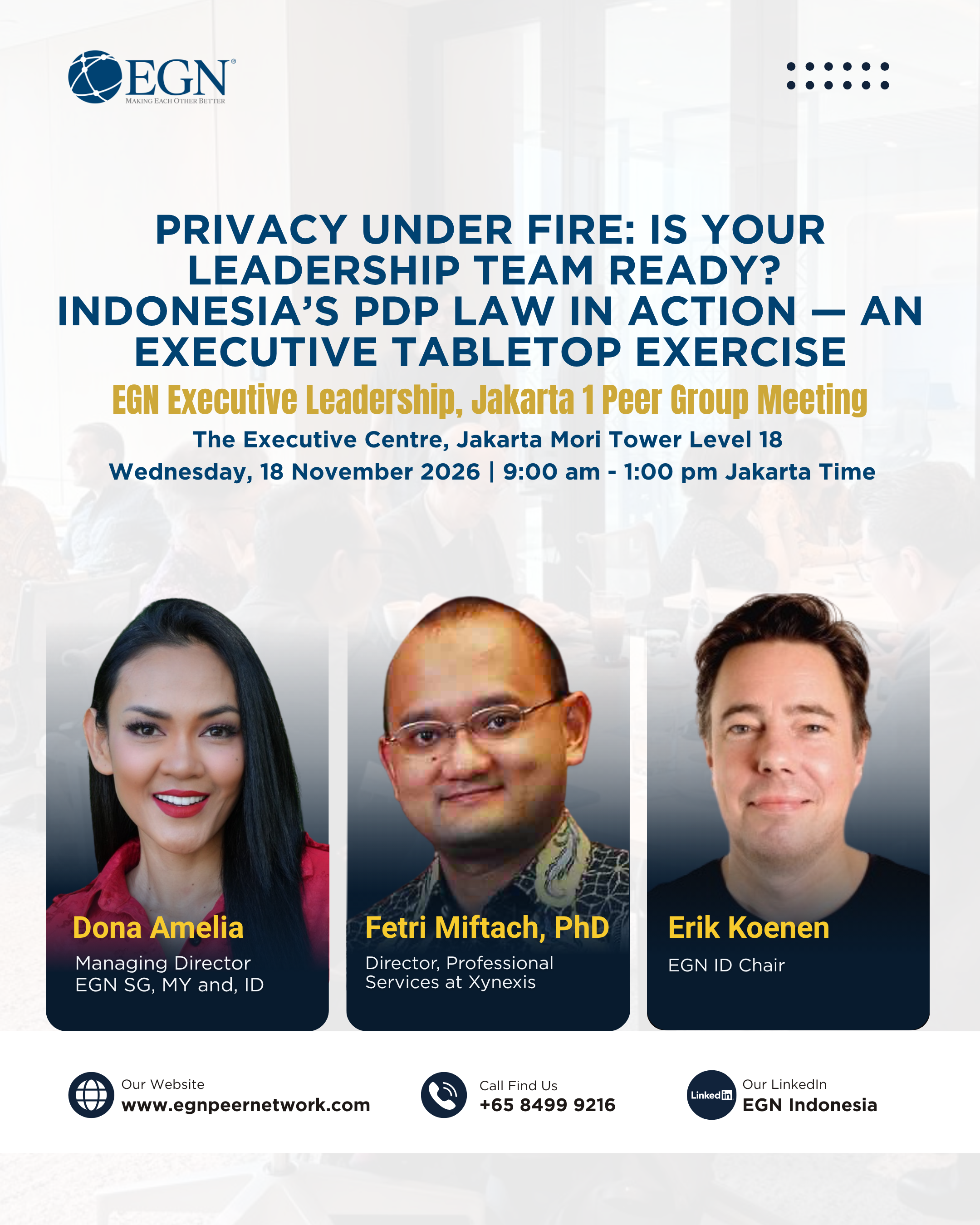 Privacy Under Fire: Is Your Leadership Team Ready? Indonesia’s PDP Law in Action — an Executive Tabletop Exercise