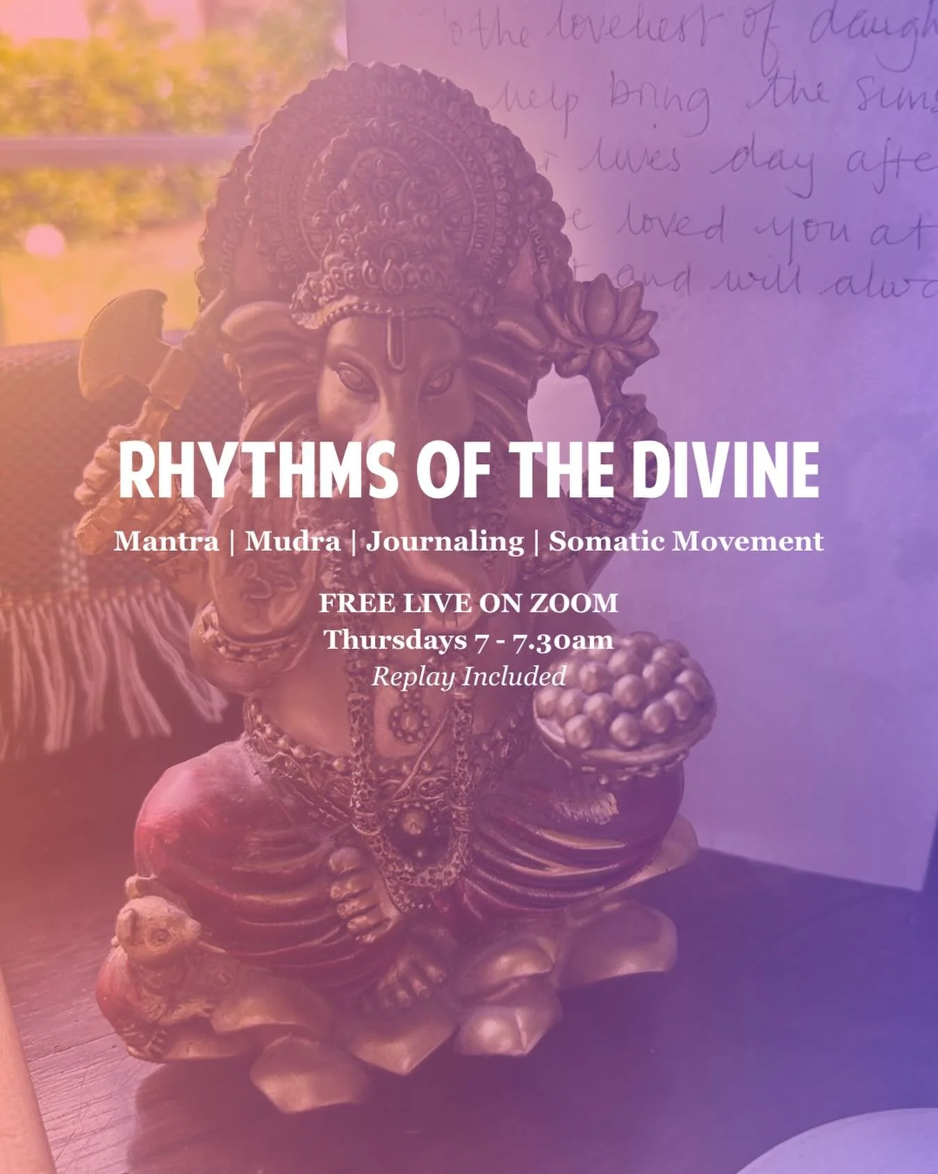 ✨ Rhythms of the Divine ✨
Live and totally free on Zoom, with a replay included if you can&rsquo;t make it live on Thursdays at 7am. We start this week!

This is a sacred half hour at the start of your day, to gather in community, and connect with th
