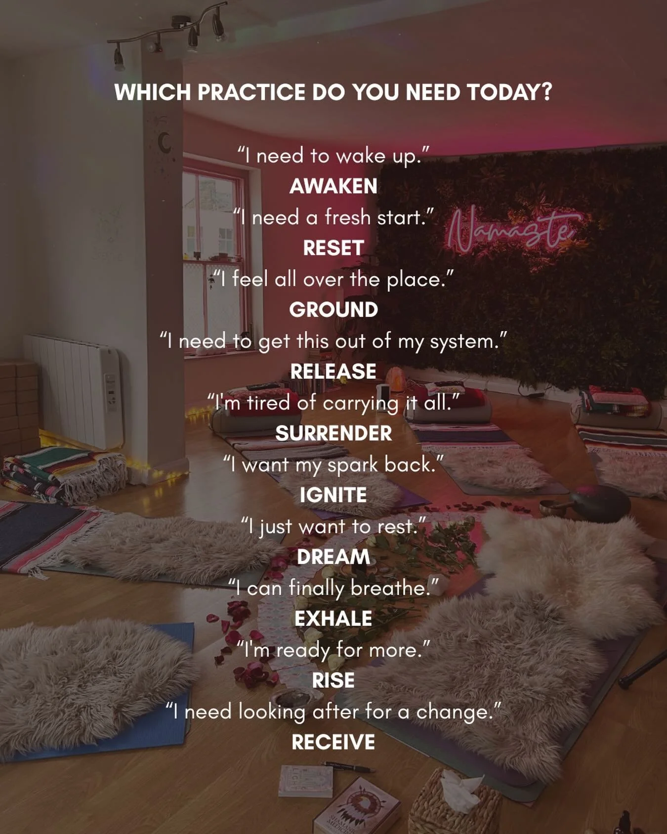 For years, yoga classes have been named after styles.

Vinyasa.

Hatha.

Yin.

But most of us don&rsquo;t wake up wondering which style of yoga we need.

We wake up thinking things like:

&ldquo;I need a fresh start.&rdquo;

&ldquo;I want my spark ba