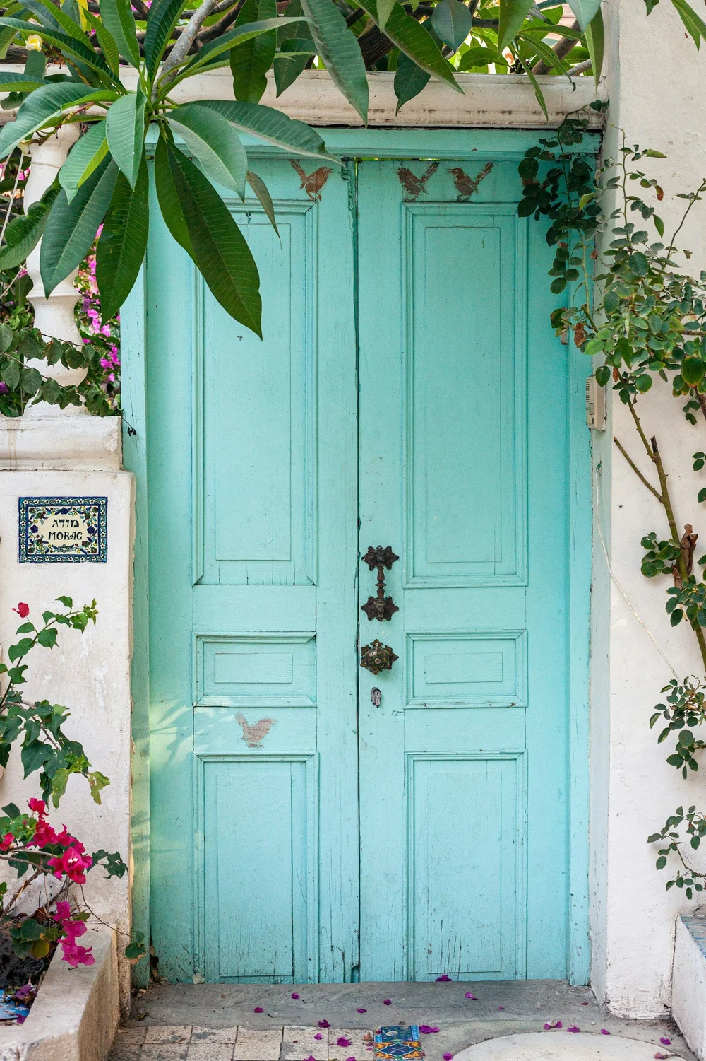 A turquoise doorway