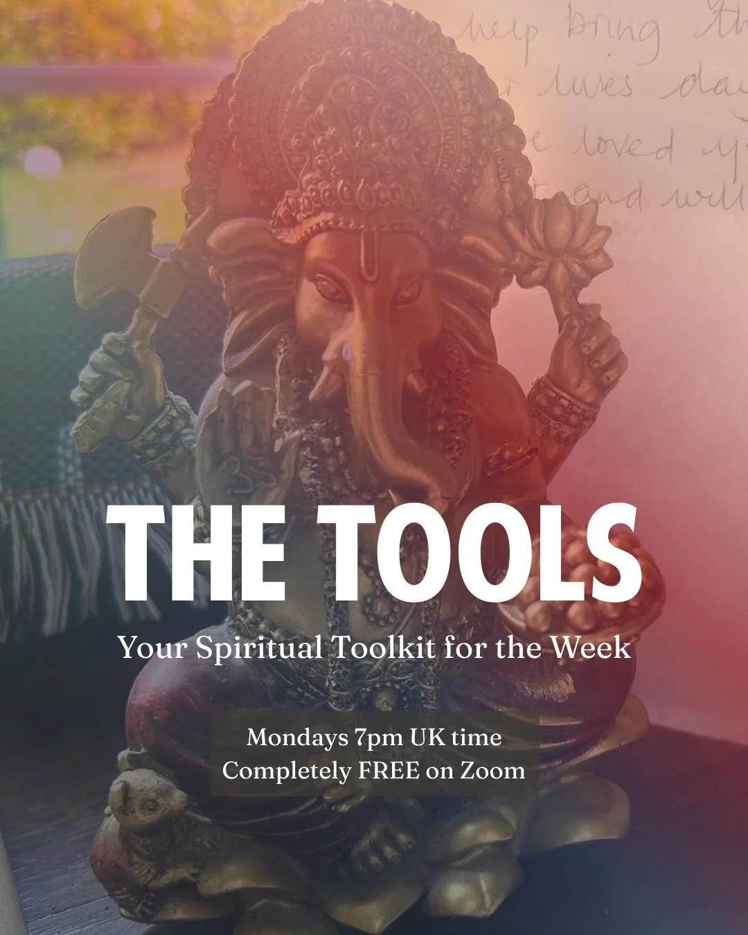 Your spiritual toolkit for the week ✨

Introducing The Tools, a free half hour on Zoom every Monday at 7pm UK time.

No mat. No space. No need to change out of your comfies. Join from your sofa, your bed or a tiny corner of your room.

Each week has 