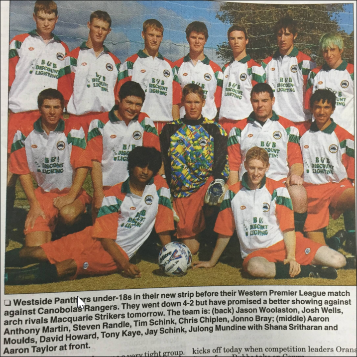 2002 U18 WPL Team – New Strip 

Back: Jason Woolaston, Josh Wells, Anthony Martin, Steven Randle, Tim Schink, Chris Chiplen, Jonno Bray  
Middle: Aaron Moulds, David Howard, Tony Kaye, Jay Schink, Julong Mundine  

Front: Shana Sritharan, Aaron Taylo
