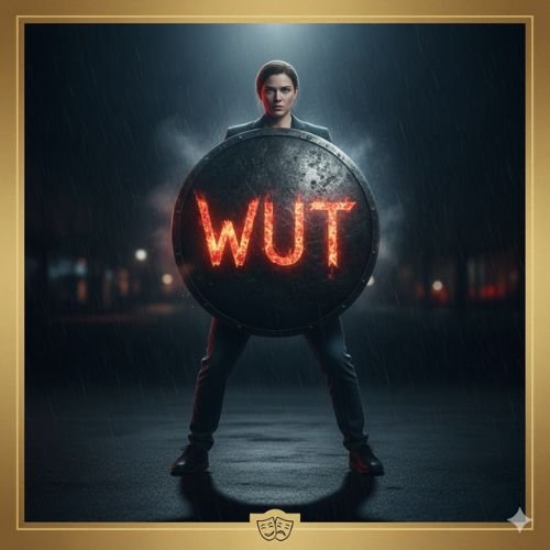 Frau die Schild mit dem Aufdruck Wut hält