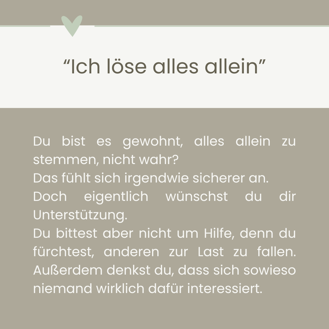 Ich löse alles allein