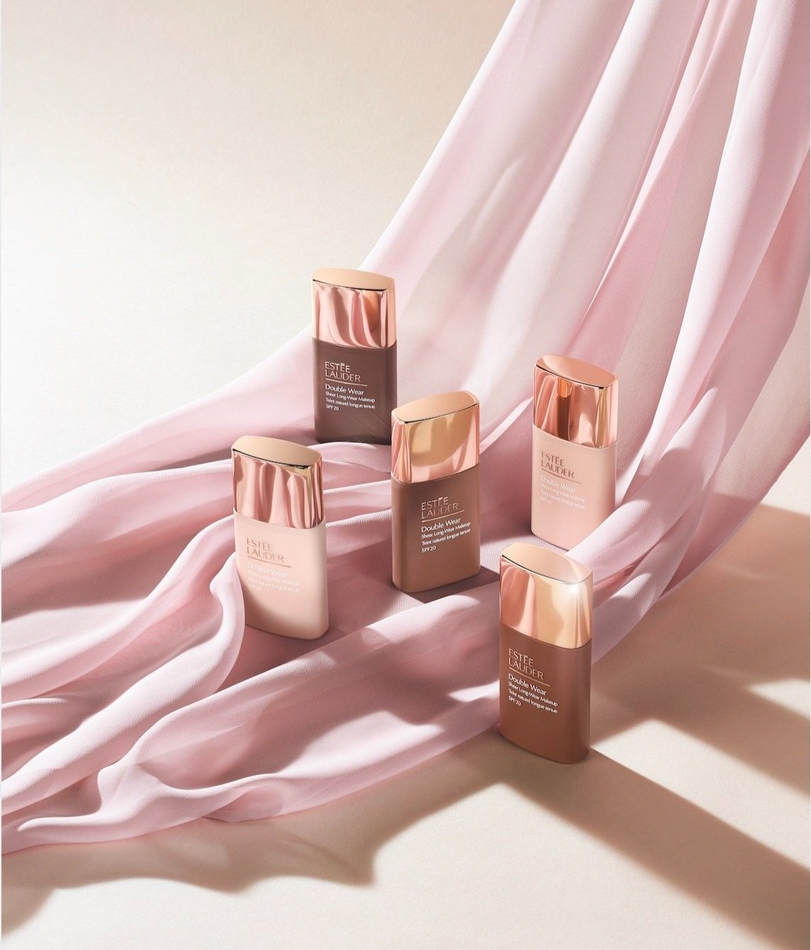 Still life beauty shoot of Estee Lauder Double Wear foundation