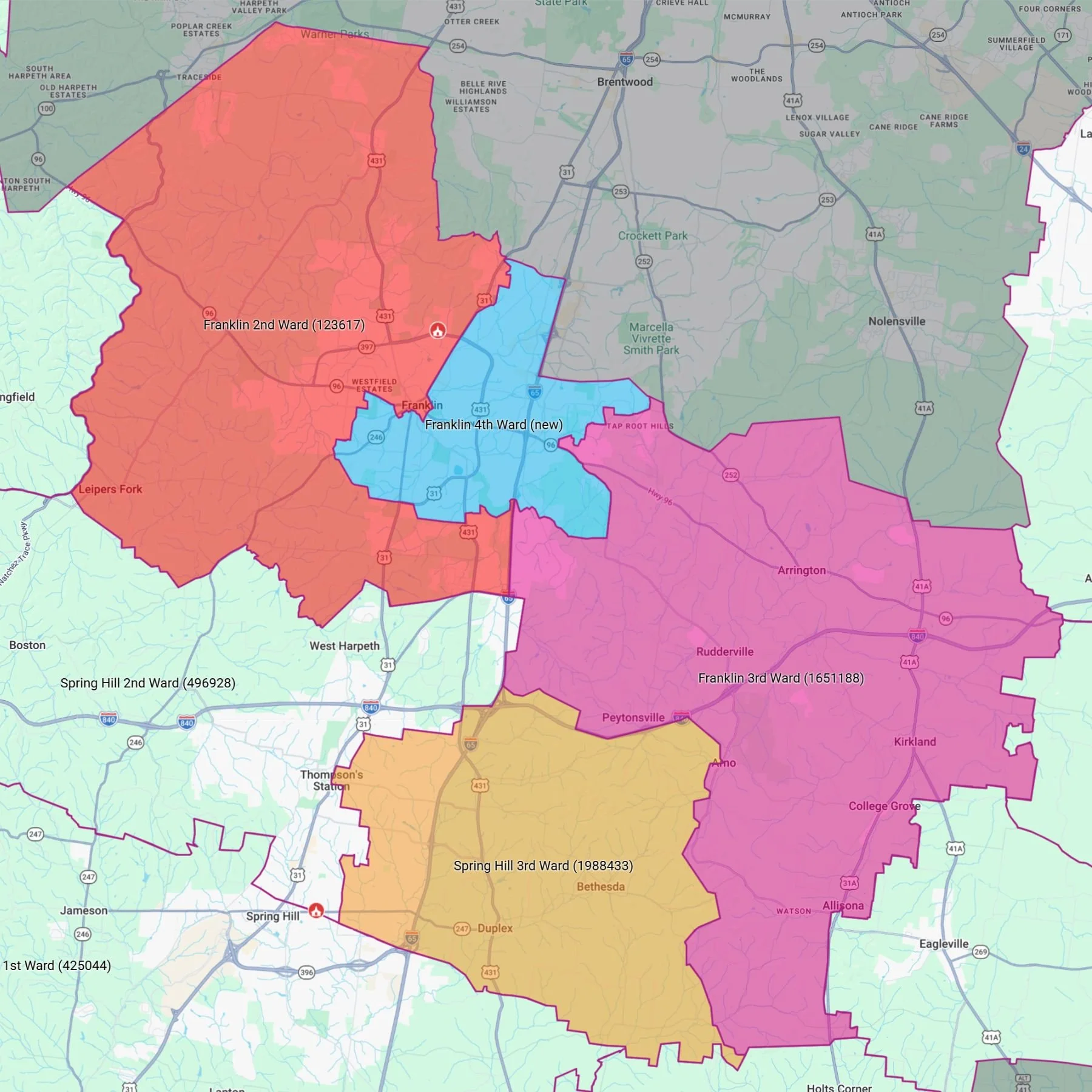 Franklin 4th Ward Established and Other Unit Boundaries Adjusted