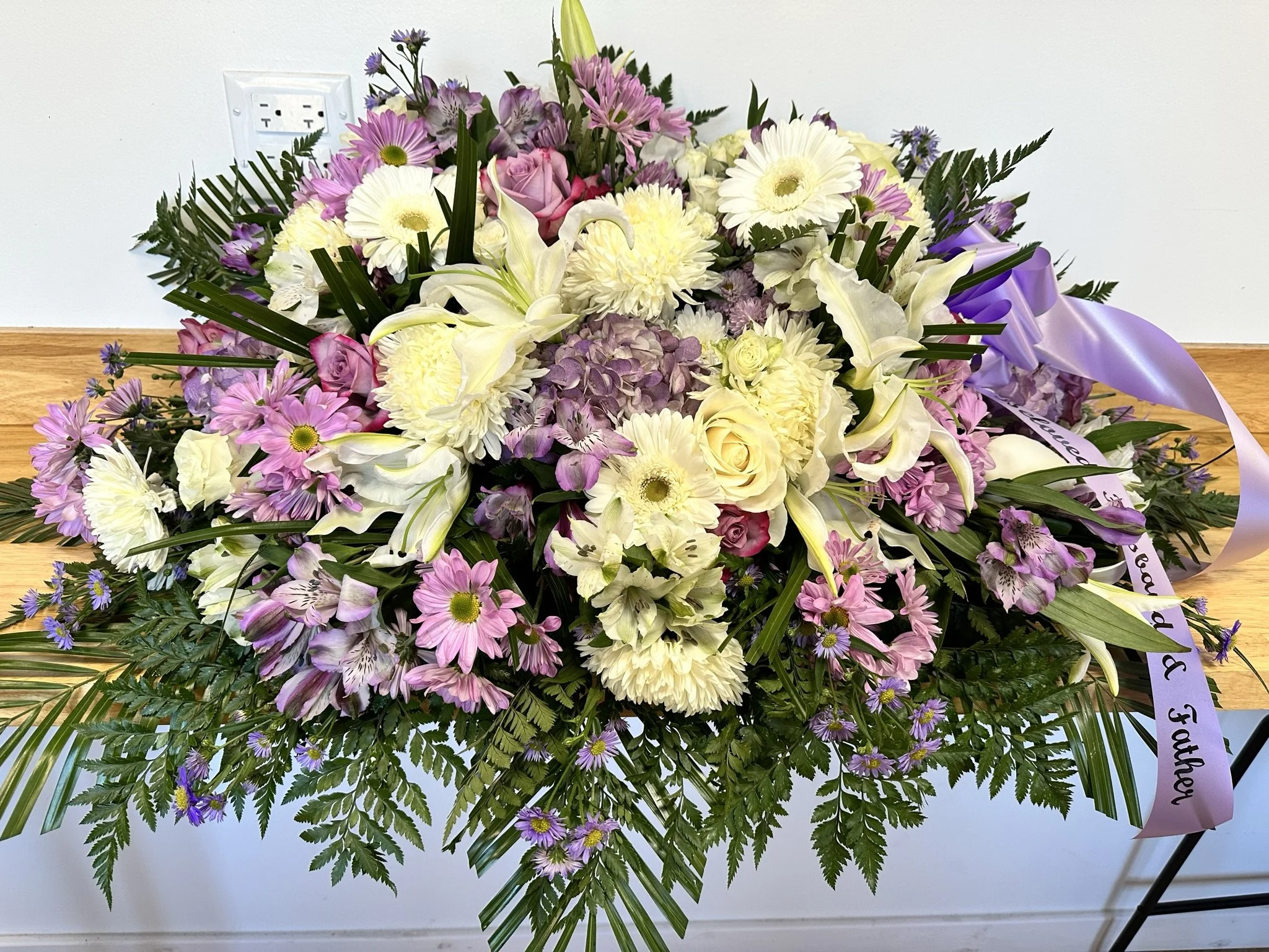 Lavender Ocean Casket Spray