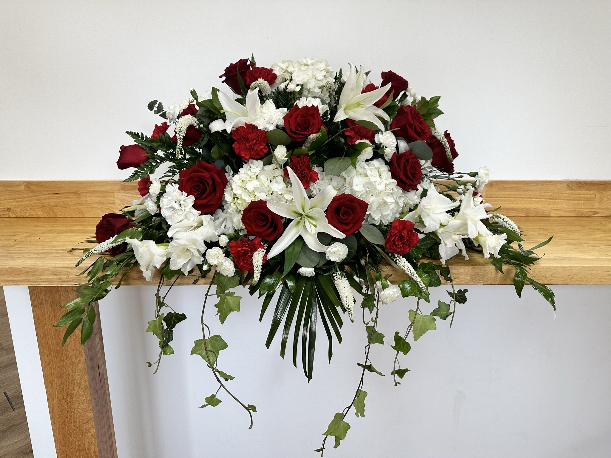 Red Velvet Casket Spray