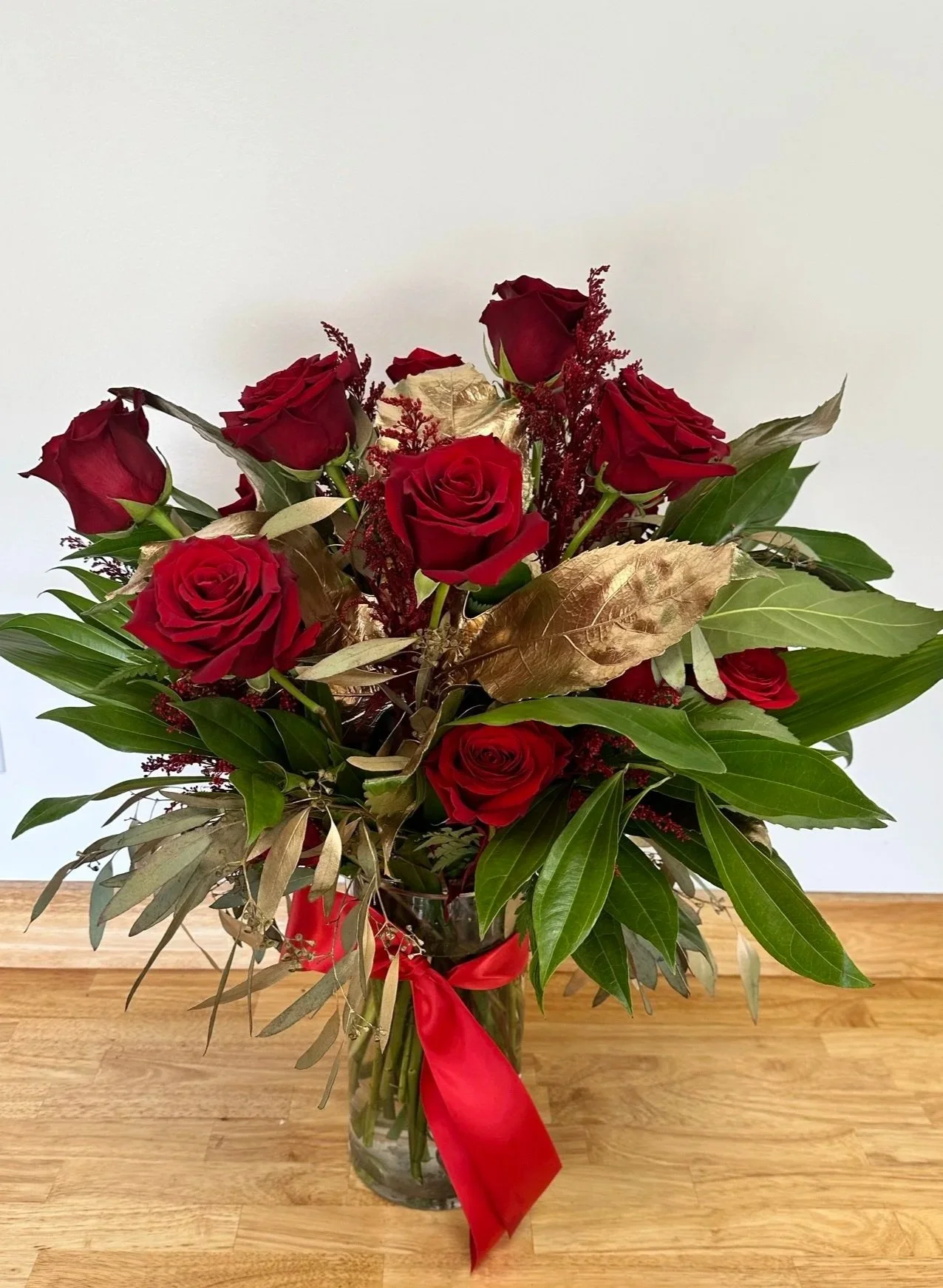 Golden Wine Rose Arrangement.