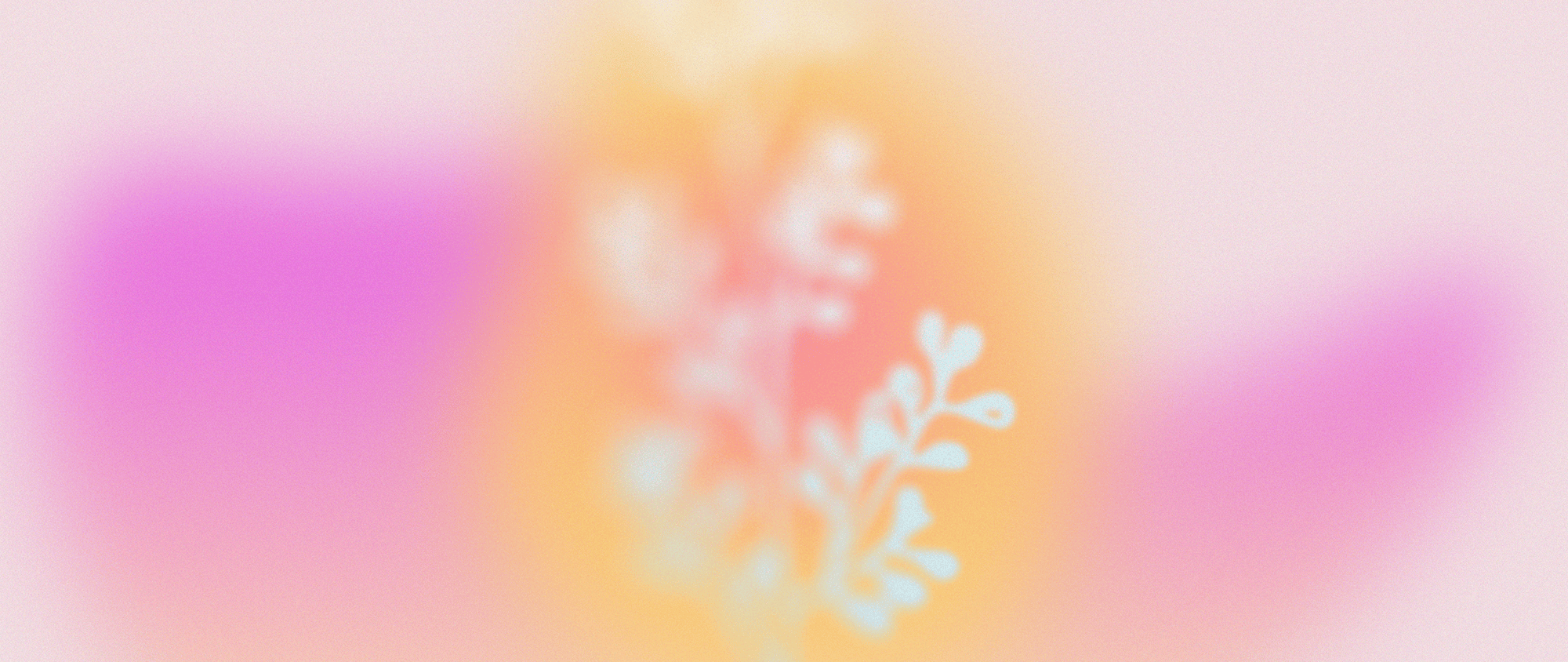 Blurred pastel-colored abstract background with a white plant silhouette in the center.