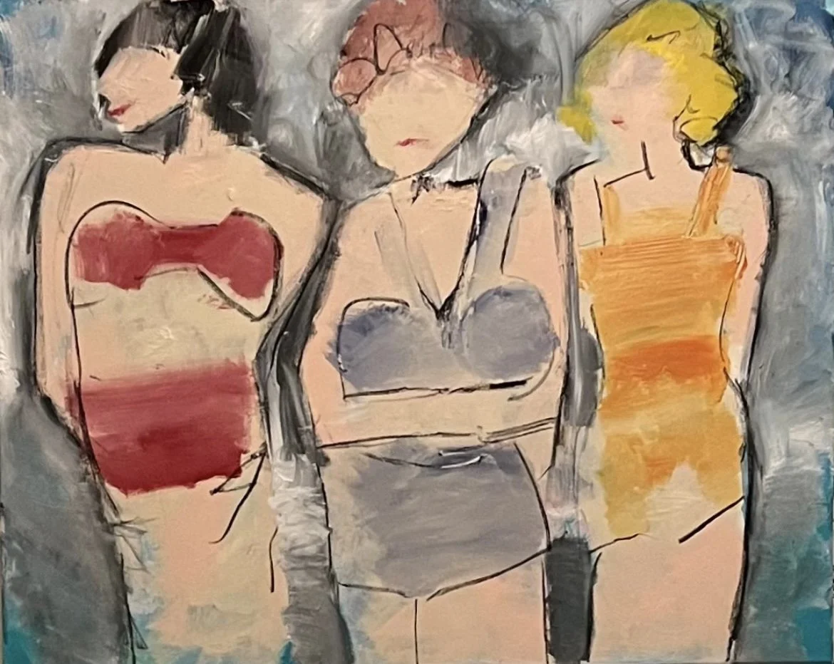 Three women 
mixed media on canvas  24 x 30  $600