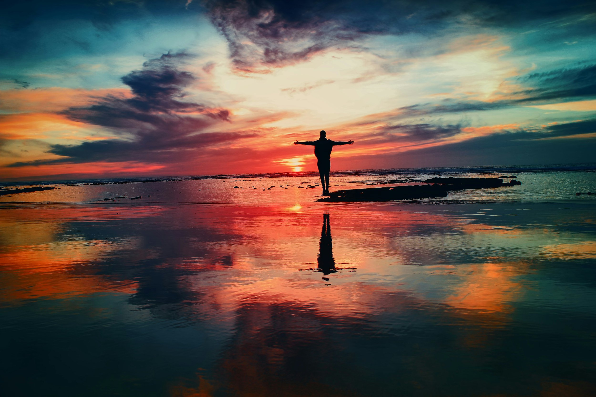 colorful sky and water