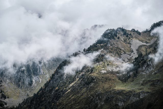 Clouds over a mountain