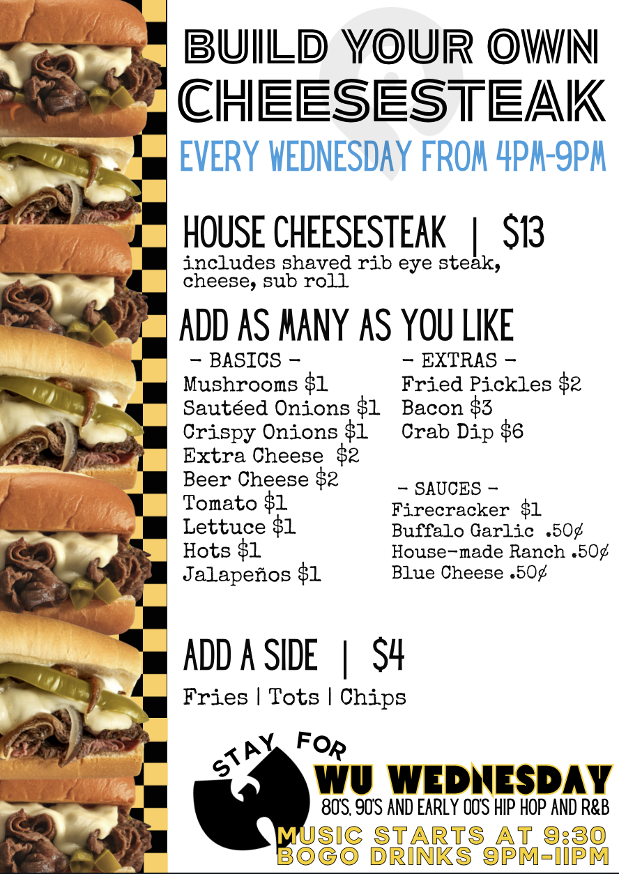 build your own cheesesteak night, wednesday night cheesesteak night, Baltimore city cheesesteak