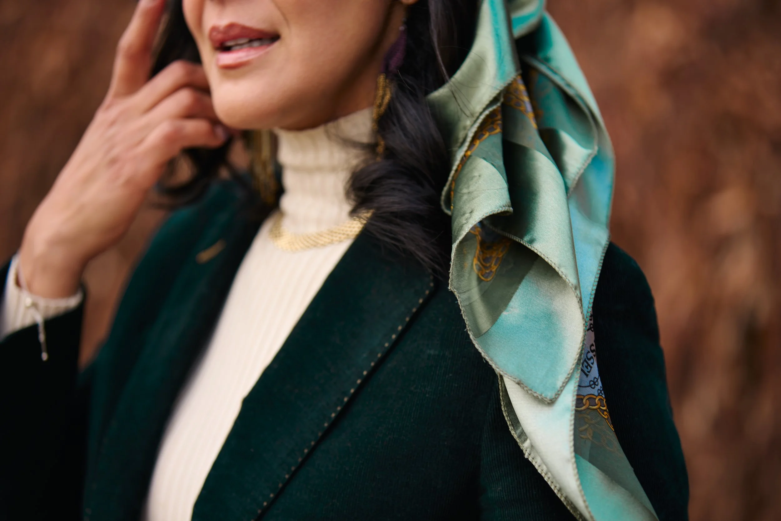 Green Corduroy Suit and Scarf