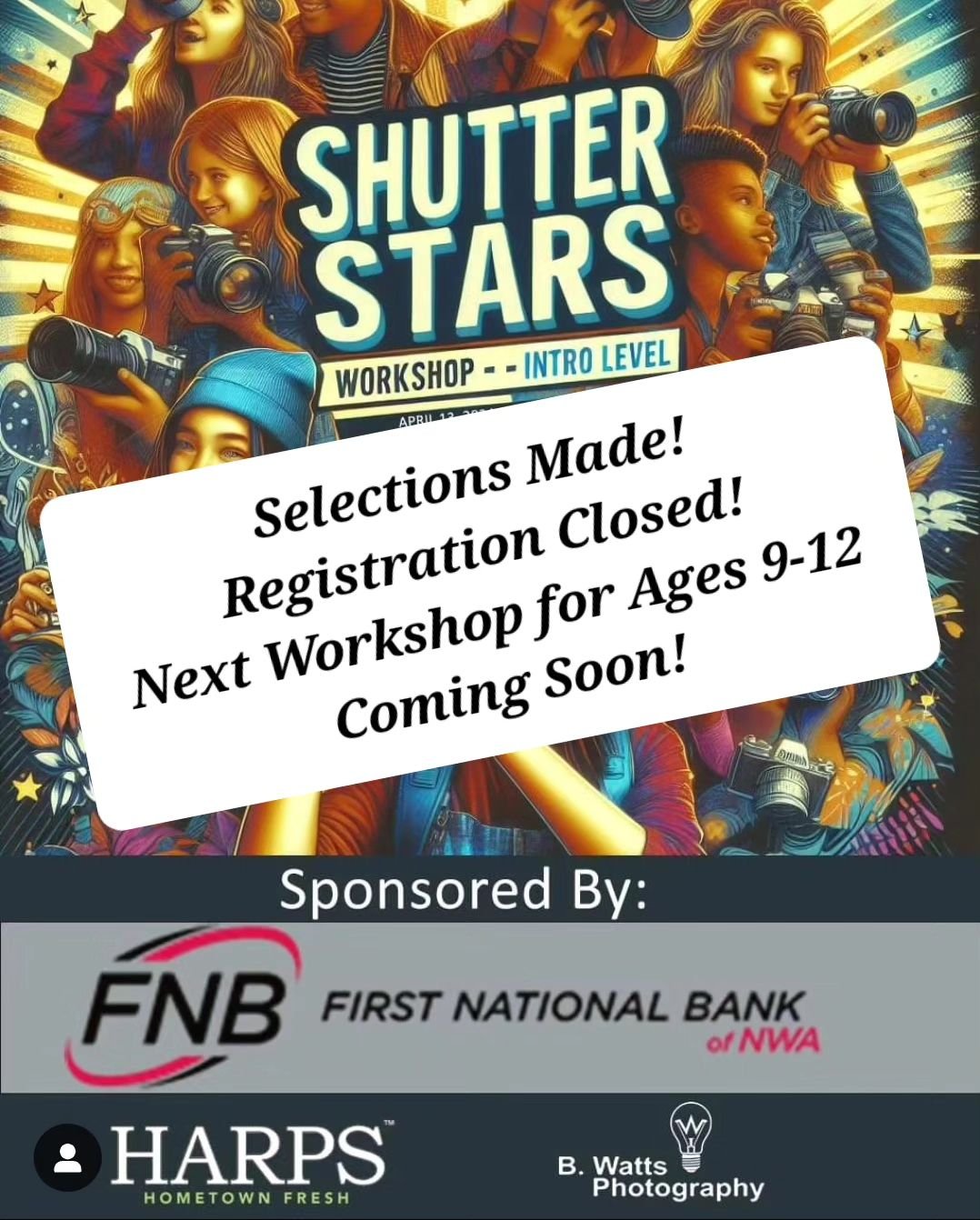 📢 Exciting News! 🎉 Selections for the Shutter Stars Workshop have been made, and registration is now closed. Stay tuned for more opportunities and our next workshop for ages 9-12! 📸✨ #ShutterStars #PhotographyWorkshop #StayTuned