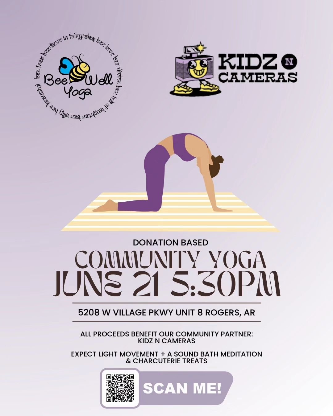 🌟 Save the Date! 🌟 Join us for a special Community Yoga Fundraiser in partnership with Bee Well Yoga on June 21st! 🧘&zwj;♂️✨ Bring your friends and family for a rejuvenating yoga session for a great cause. Scan the QR code or visit Linktree in the