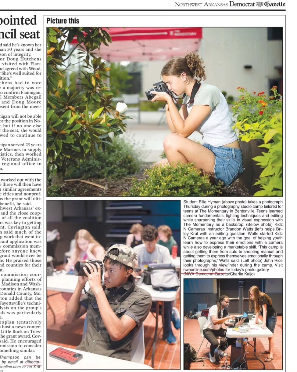 Excited to share this feature on our Kidz N Cameras summer camp at The Momentary! 🎉📸 This camp for ages 14-18 focused on teaching our young photographers how to transition from auto to full manual mode, capturing the world through their unique pers